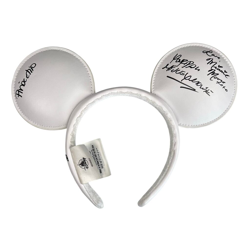 Disney Mickey Mouse Ears Autograph Signed White Headband